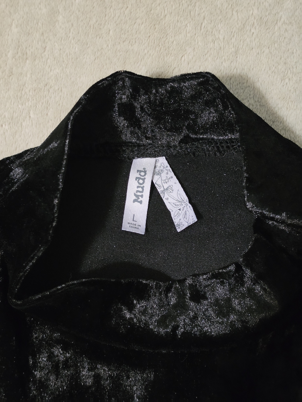 Mudd Classic Retro Style Black Crushed Velvet Asymmetrical Dress Size:L - Picture 6 of 8